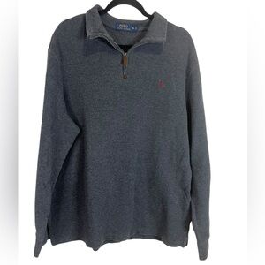 Ralph Lauren polo Mens XL Pullover Charcoal Gray Cotton Knit Quarter Zip